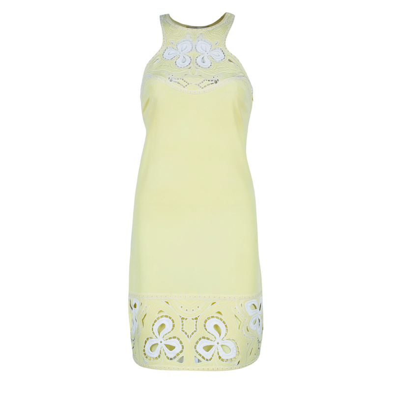 Emilio Pucci Lemon Yellow Lace Detail Dress S