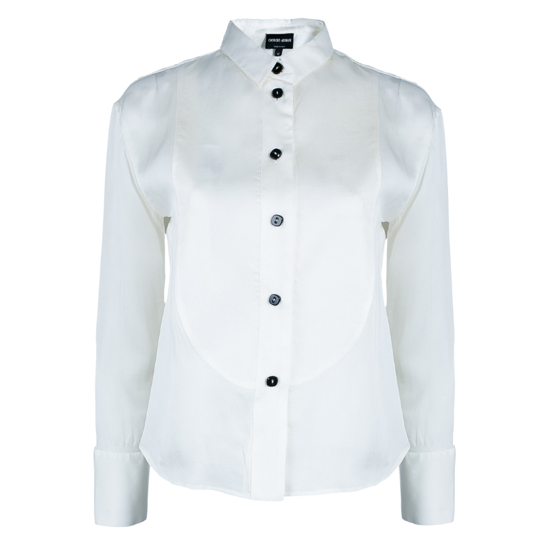 Giorgio Armani White Silk Shirt M