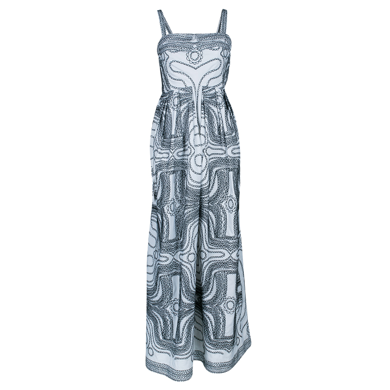 Gucci Monochrome Embroidered Sleeveless Maxi Dress M