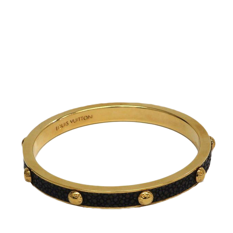Louis Vuitton Gimme A Clue Black Stingray Leather Gold Tone Bangle Bracelet