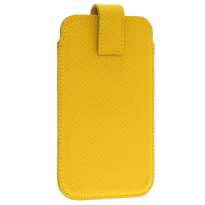 Smythson Yellow Leather Phone Case