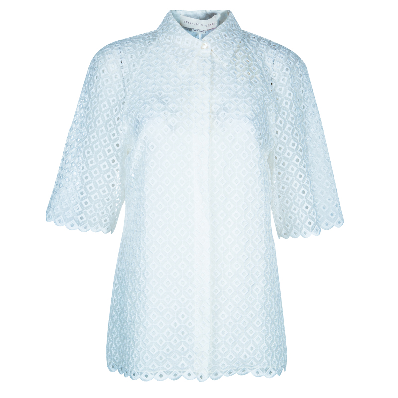 Stella McCartney White Cut Out Embroidered Top M