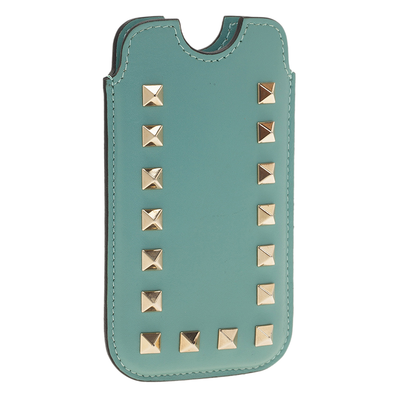 Valentino Turquoise Leather Rockstud iPhone Cover