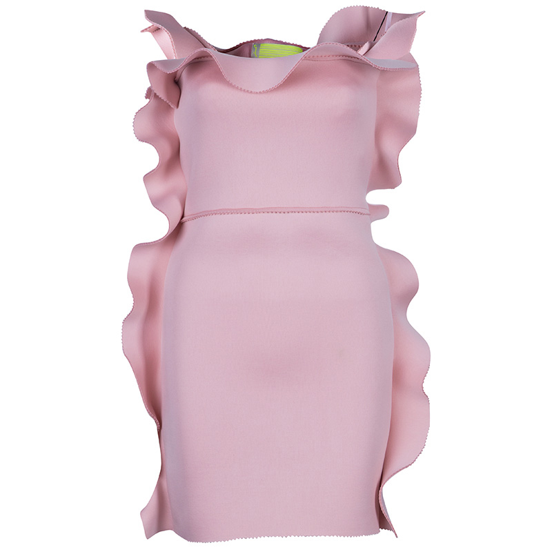 Essa Walla Blush Pink Ruffle Neoprene Mini Dress M