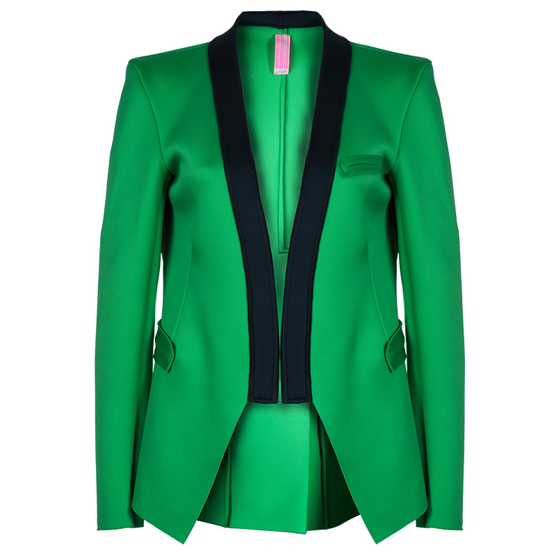 Essa Walla Green Contrast Neoprene Tuxedo Jacket S:M