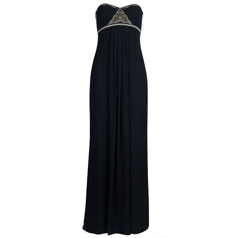 Temperley London Black Embellished Strapless Gown M