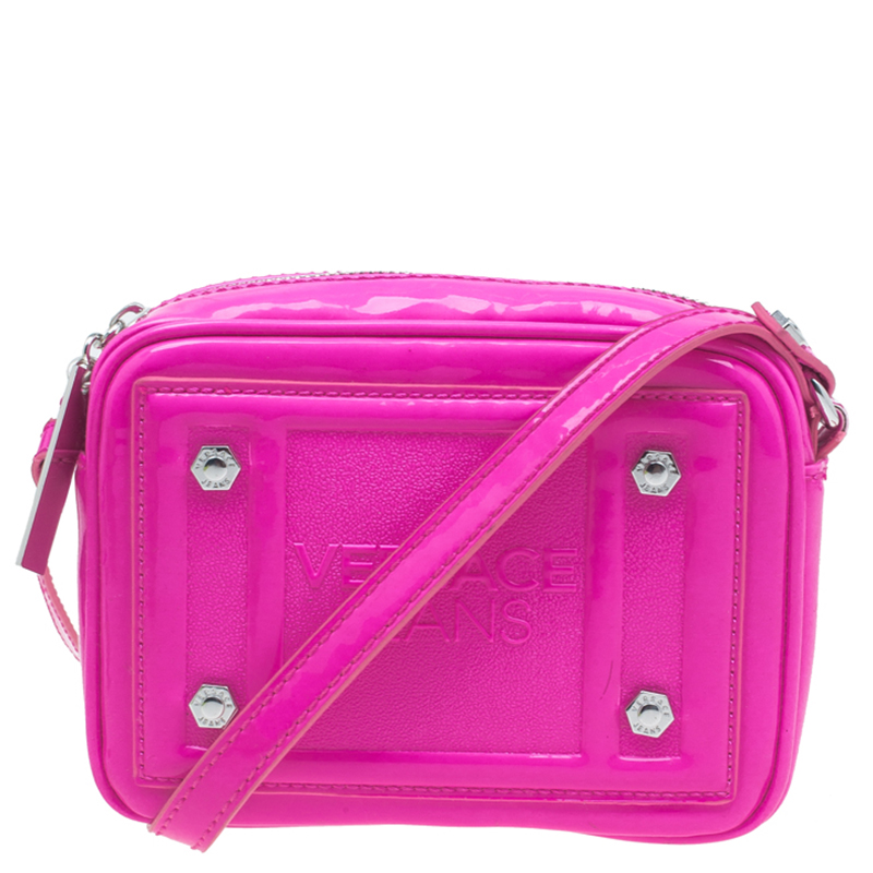 Versace Jeans Pink Patent Leather Crossbody Bag