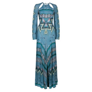 Etro Blue Printed Long Sleeve Maxi Dress S