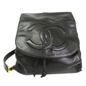 Chanel Black Lambskin Leather Backpack