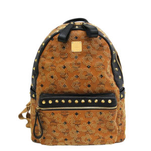 MCM Cognac Visetos Coated Canvas Diamond Stark Backpack