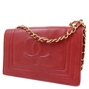 Chanel Red Lambskin CC Vintage WOC Flap Bag