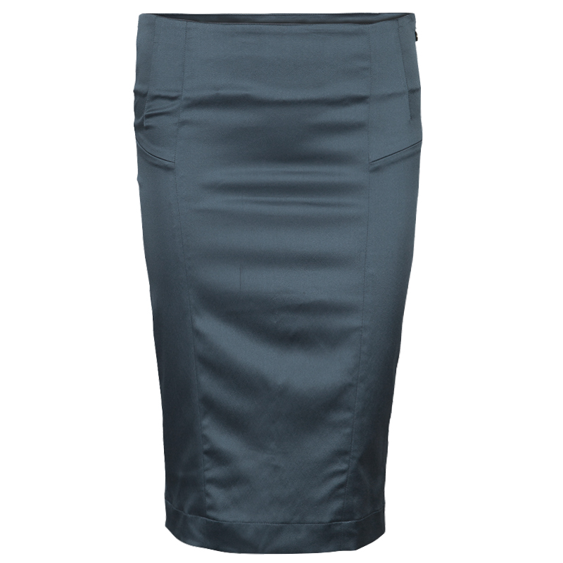 Just Cavalli Grey Silk Pencil Skirt M