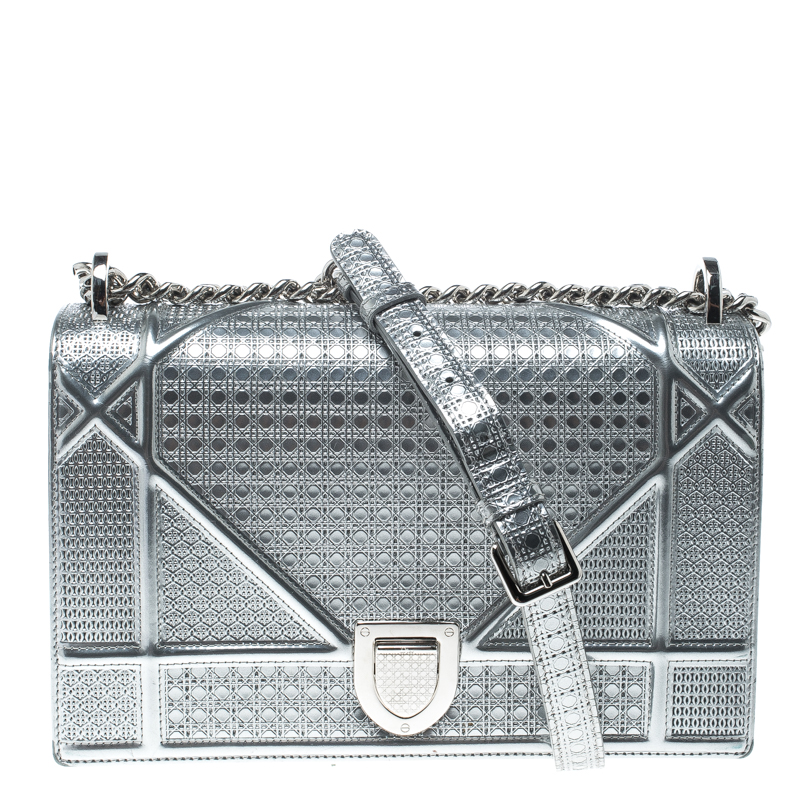 FWRD Renew Dior Diorama Flap Shoulder Bag in Silver