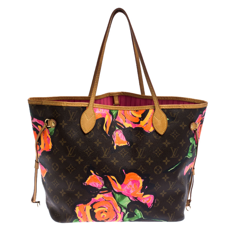 louis vuitton neverfull with flowers