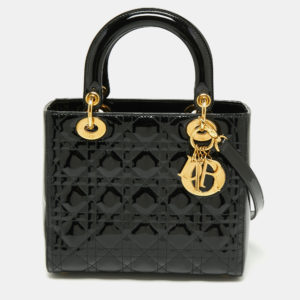 Black Lady Dior Tote with Gold Hardware