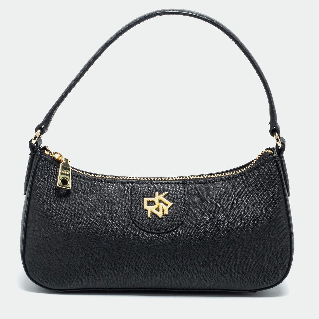 DKNY Delphine Double Zip Crossbody, Black/Gold: Handbags