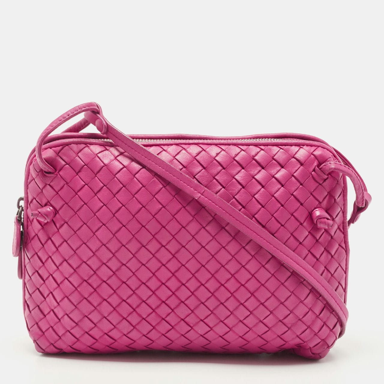 Bottega Veneta Cassette Intrecciato Leather Crossbody Bag Barbie Pink Hot  Pink
