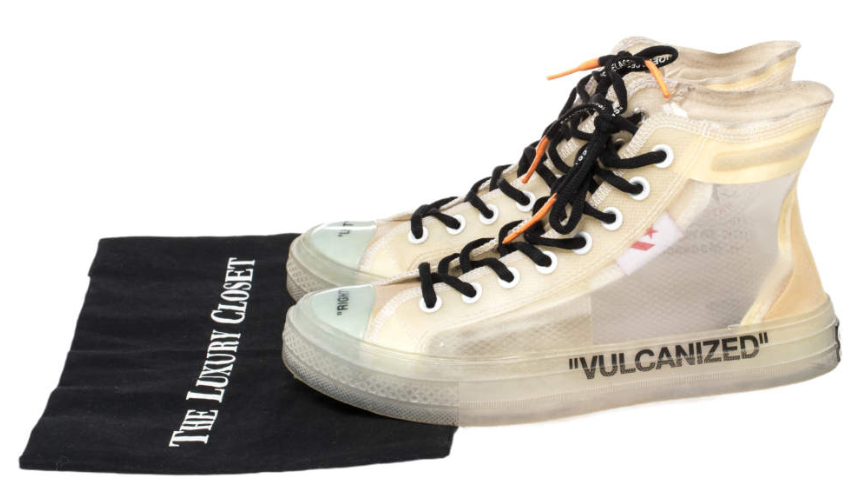 Off-White x Converse Beige Mesh And Rubber Chuck Taylor All-Star Vulcanized High Top Sneakers 