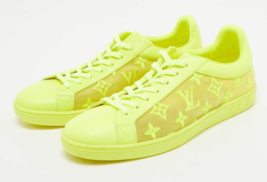 Louis Vuitton Neon Yellow Leather and Monogram Embroidered Mesh Luxembourg Sneakers