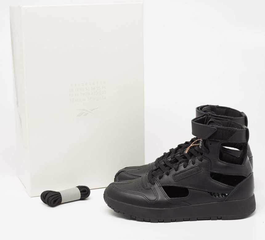 Maison Martin Margiela X Reebok Black Leather Tabi High Top Sneakers Size 39