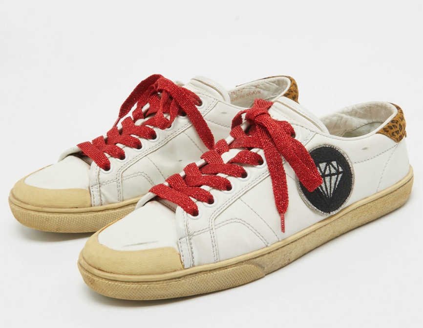 Saint Laurent White Leather Court Classic Sneakers Size 37