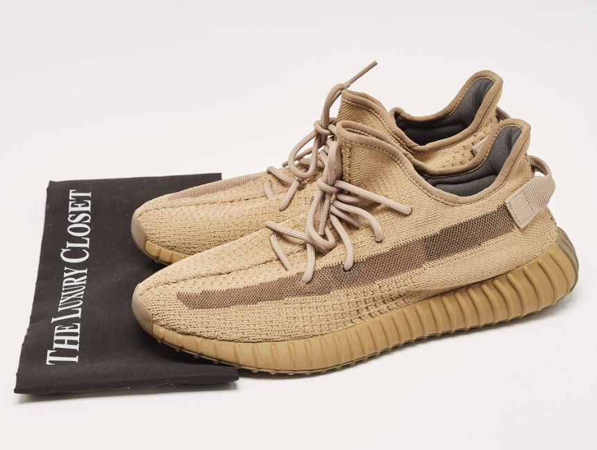 Yeezy x Adidas Brown Knit Fabric Boost 350 V2 Earth Sneakers Size 46