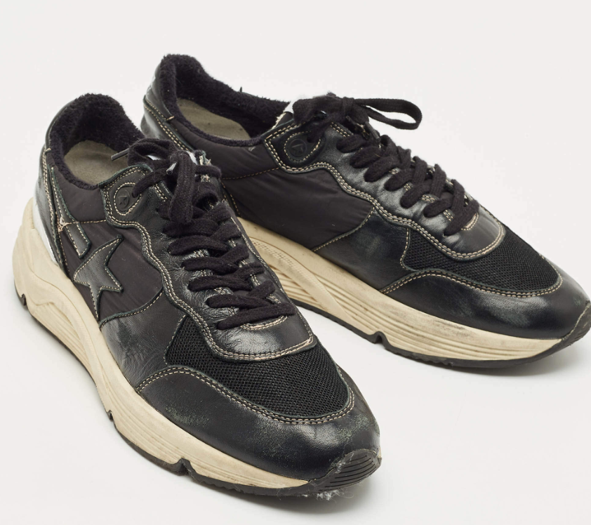 Golden Goose Black Leather and Mesh Running Sneakers