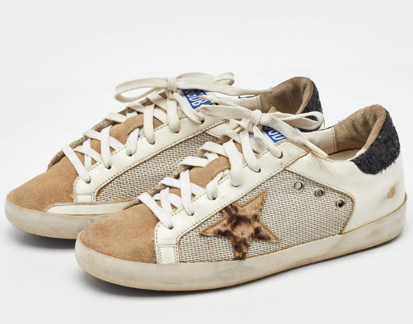 Golden Goose Multicolor Suede and Leather Superstar Low Top Sneakers Size 38