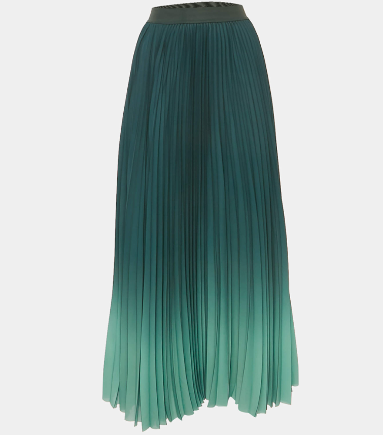 Weekend Max Mara Green Crepe Plisse Maxi Skirt L