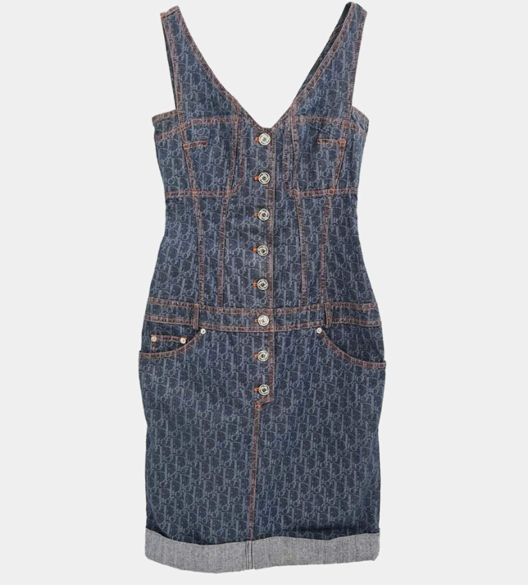 Christian Dior Sleeveless Indigo Denim Dress Size 36