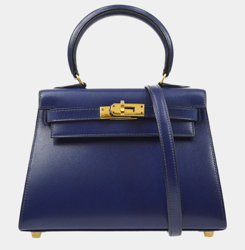 Hermes Blue Box Calf Kelly 20 Sellier Handbag