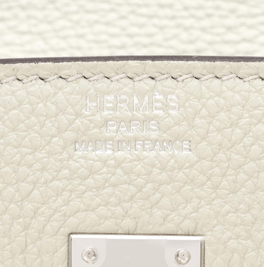Hermes Gris Neve Togo Leather Birkin 25 Bag