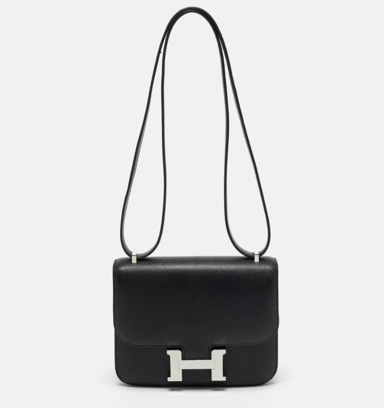Hermes Noir Epsom Leather Palladium Finish Constance 18 Mini Bag