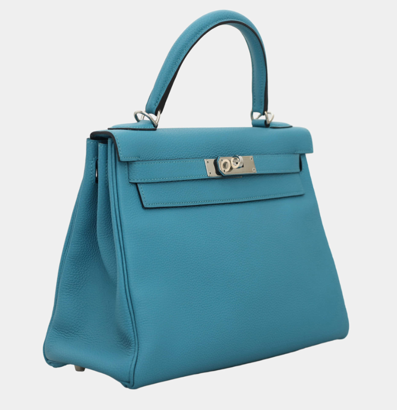 Hermes Turquoise Togo Leather Kelly 28 Shoulder Bag