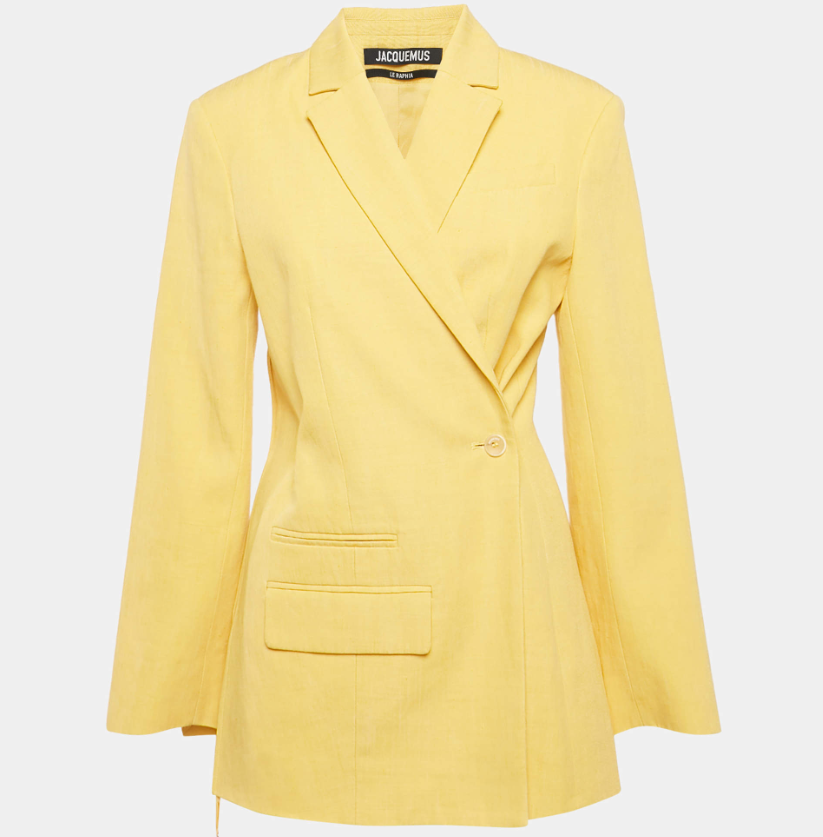 Jacquemus Yellow Linen Blend Double Breasted Blazer S