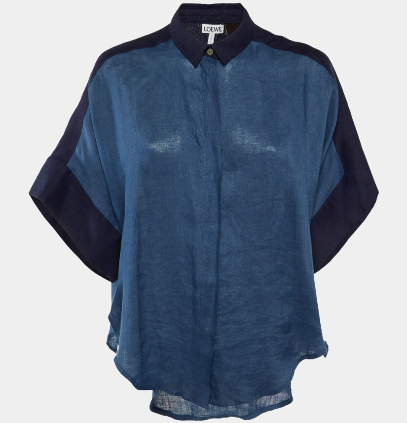 Loewe X Paula's Ibiza Blue Linen Button Front Oversized Shirt S