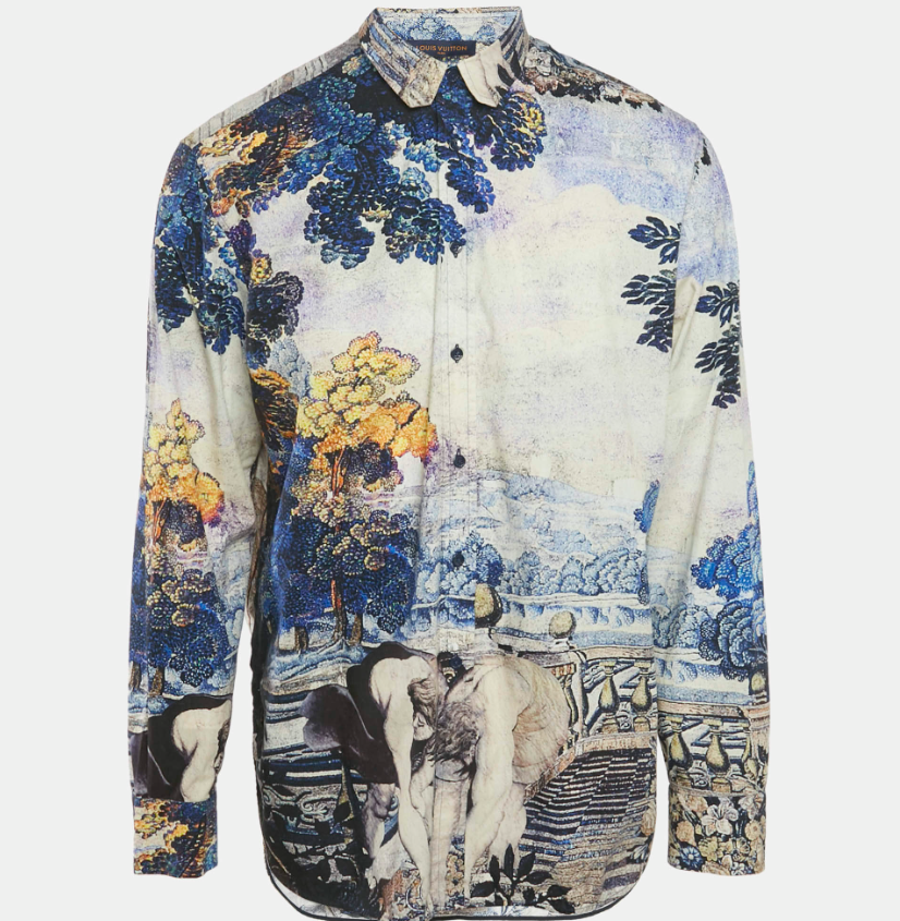 Louis Vuitton Blue DNA Tapestry Print Cotton Shirt M