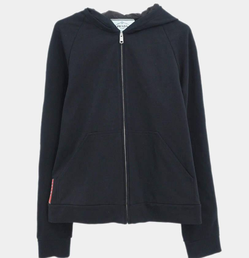 Prada Sport Zip Up Black Sweatshirt Women Size M