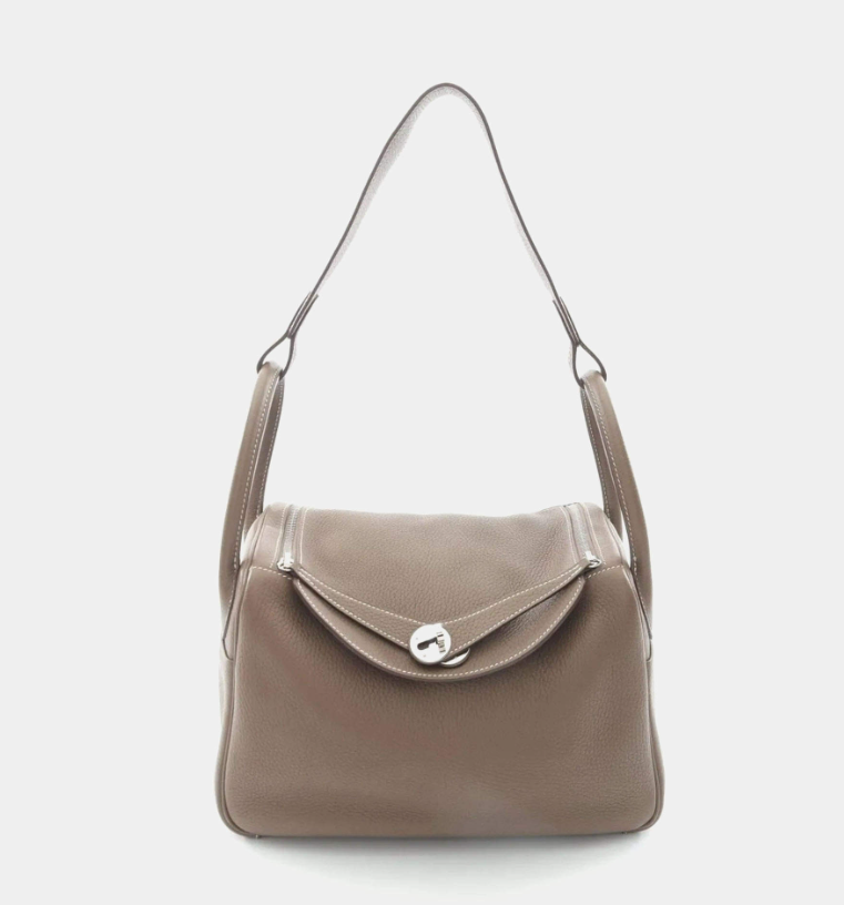 Hermes Lindy 30 Etoupe Grey Taurillon Clemence Leather Shoulder Bag