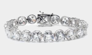 40.00 cts Round Brilliant Cut Lab Grown Diamonds 18k White Gold Tennis Bracelet