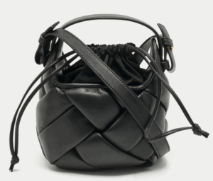 Bottega Veneta Black Intrecciato Helmet Leather Bucket Bag