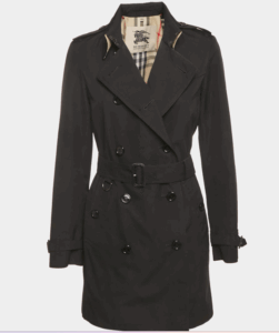 Burberry Prorsum Vintage Black Cotton Blend Double Breasted Trench Coat S