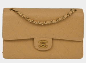 Chanel Beige Calfskin Medium Classic Single Flap Shoulder Bag