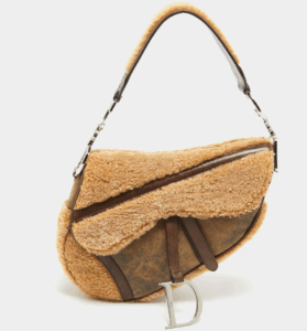 Dior Beige/Brown Shearling and Leather Saddle Bag