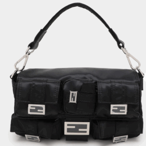 Fendi Black Nylon Multipocket Baguette Bag