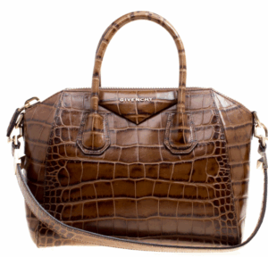 Givenchy Brown Croc Embossed Leather Small Antigona Top Handle Bag