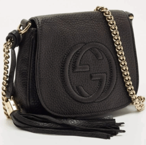 Gucci Black Leather Soho Flap Chain Crossbody Bag