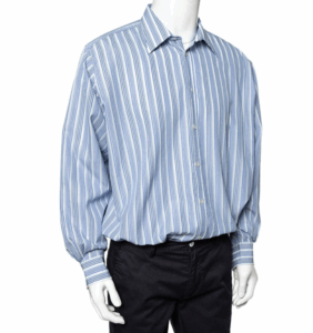 Hermes Blue Striped Cotton Long Sleeve Shirt 3XL