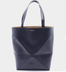 Loewe Puzzle Fold Large Navy Leather Tote Bag