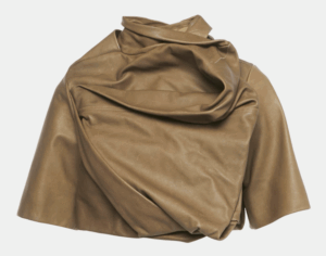 Rick Owens Fern Green Leather Draped Zip-Up Jacket M